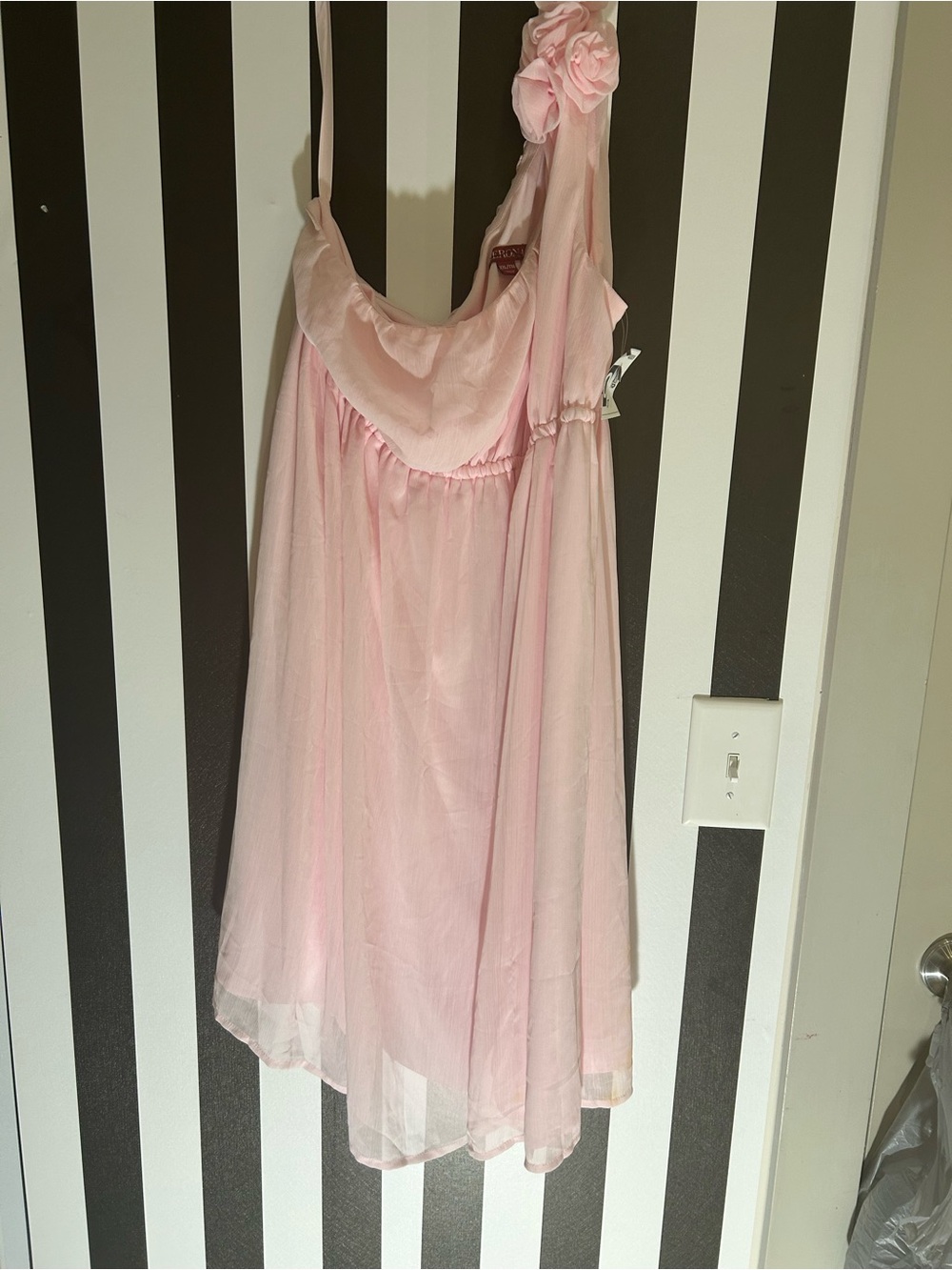 Merona Light Pink Sheer Chiffon Chemise with Ruffle Strap